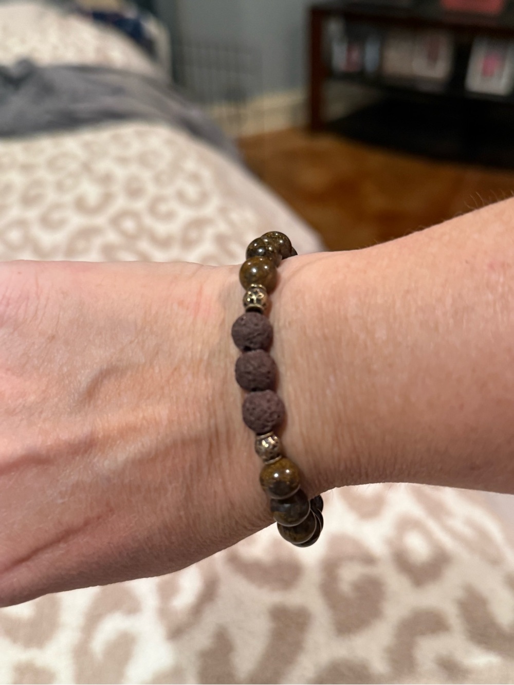 Brown Lava & Tiger Eye Beaded Stretch Bracelet